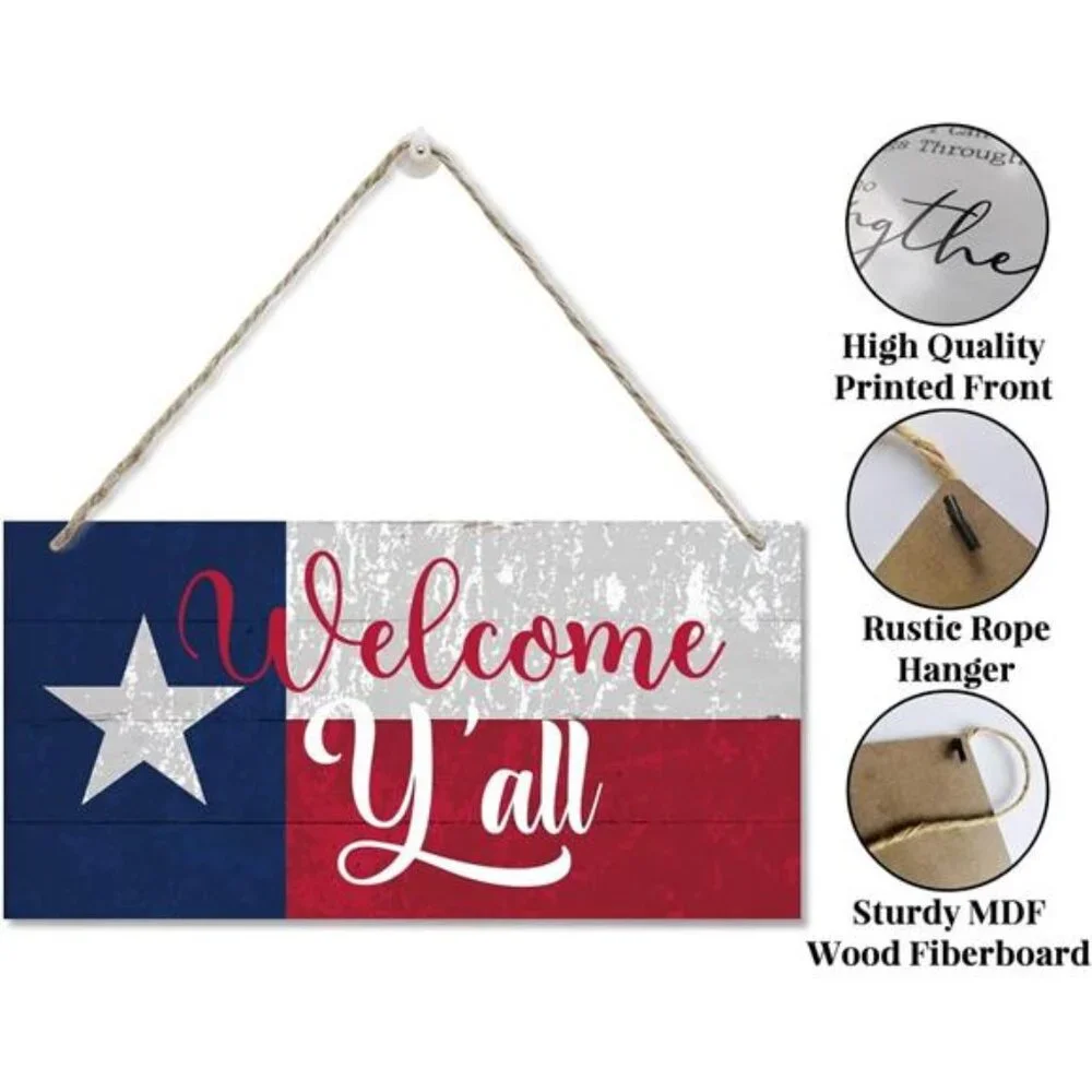 Welcome Y'all Decor‎ Sign Hanging Wood Sign Home Decorative Printed Wood Wall
